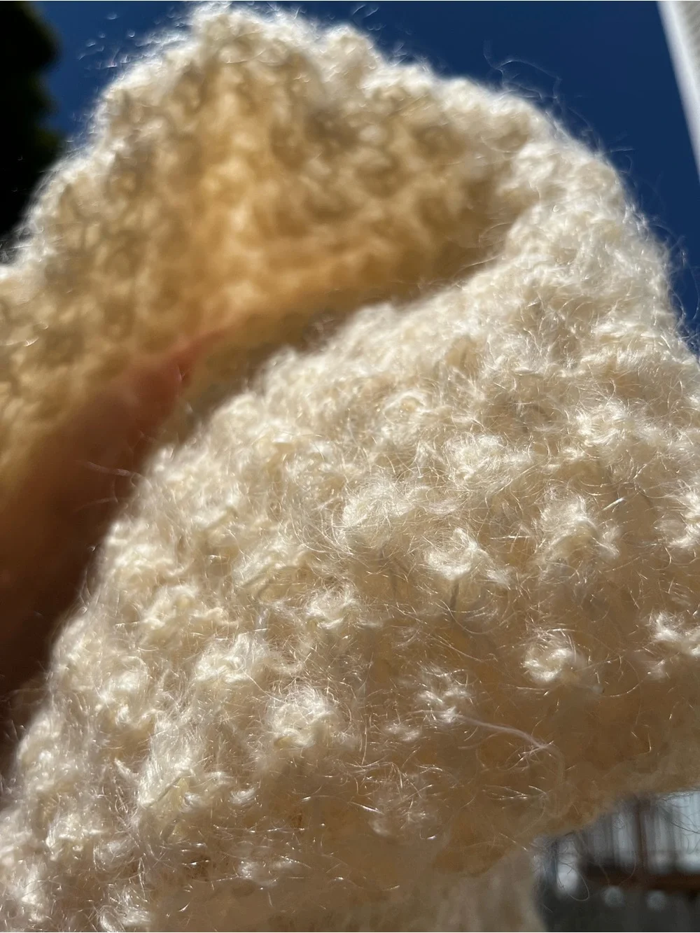 RARE! Vintage 60s Cream Mohair Wool Open-Knit Slouchy Retro Cardigan Sweater L - Picture 8 of 15